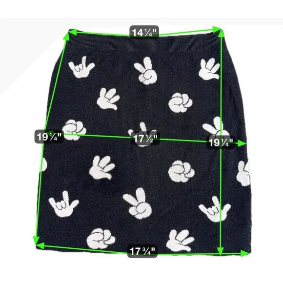 Puella Knit Soft Skirt Womens Black & White W/Character Hand Gesture Print - Picture 2 of 7